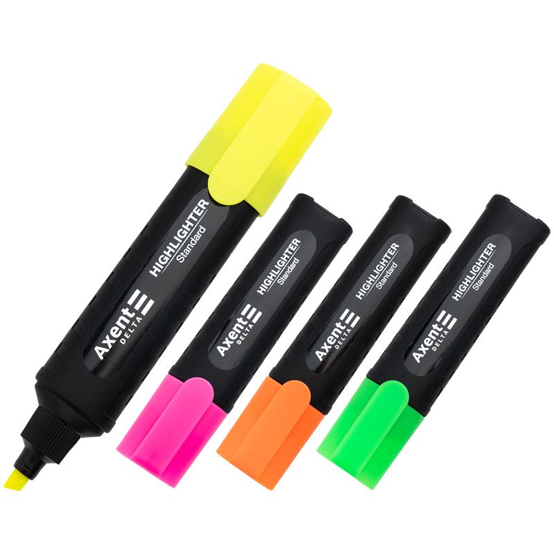 Маркер DELTA BY AXENT Highlighter Standard D2505-40, 1-5 мм, клиноподібний, набір 4-х кольорів